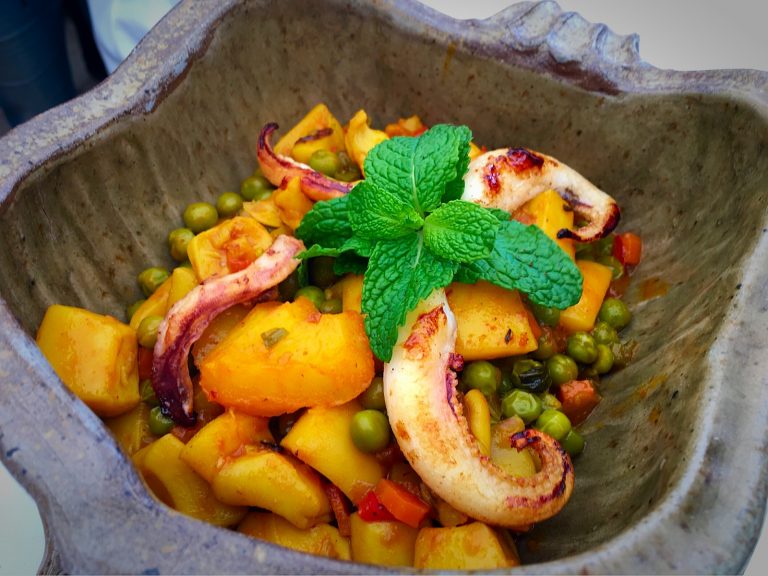 Compuesto de chocos con arvejas