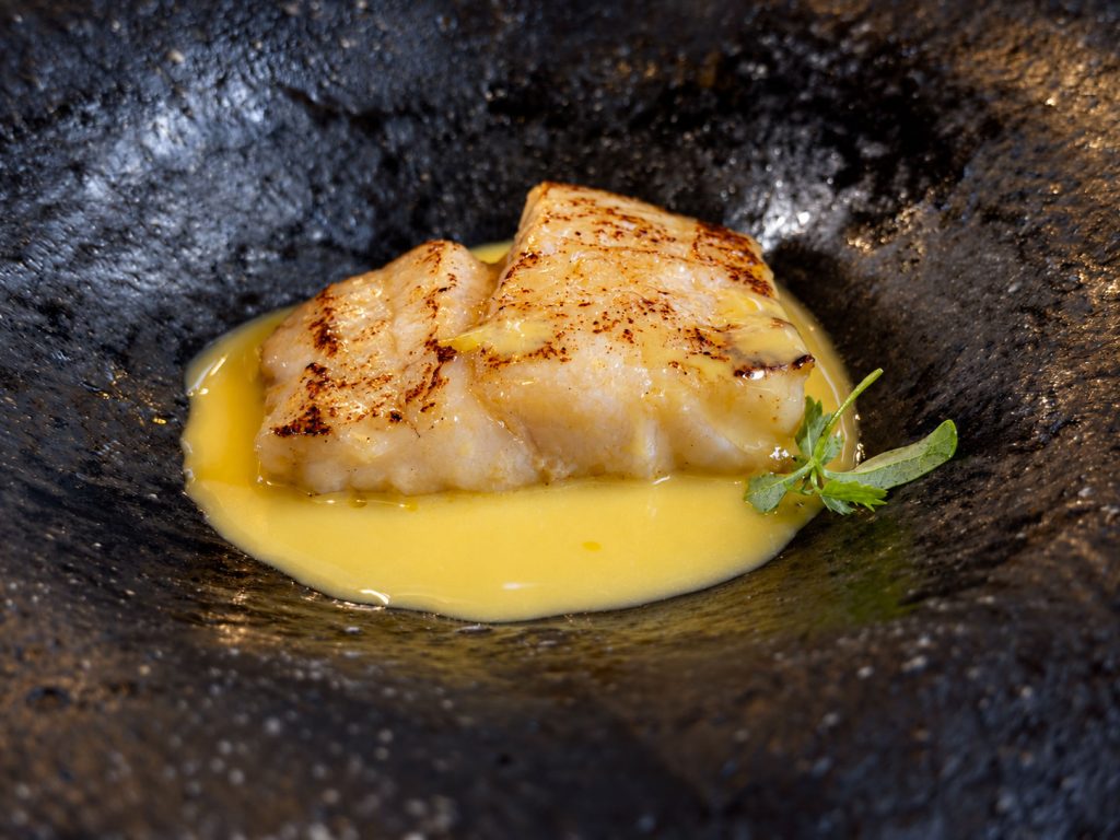 comerenlanzarote.com Cherne, miso de millo y escabeche de mandarina